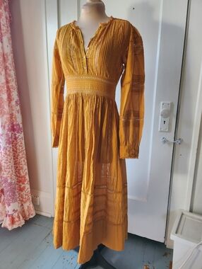 Doen Vicia Midi Dress Yellow Jasper XS